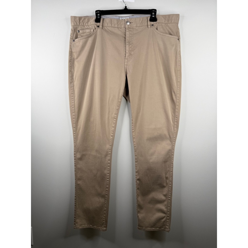 Peter Millar Mens Size 42 Five Pocket Pants Khaki Tan Cotton Modal Stretch Golf